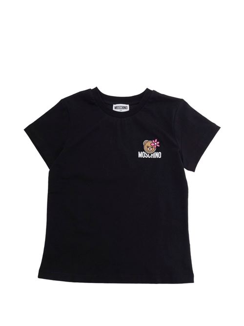 T-shirt bambina Moschino nera con logo MOSCHINO KID-TEEN | HAM03PLAA0260100